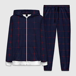 Женский 3D-костюм Color dark blue red crosses, цвет: 3D-белый