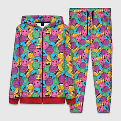 Женский 3D-костюм Смайлики - паттерн, цвет: 3D-красный