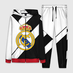 Женский 3D-костюм Реал Мадрид черно белые полосы, цвет: 3D-красный