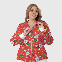 Женский 3D-костюм Новогодний паттерн с зайчиком, цвет: 3D-белый — фото 2