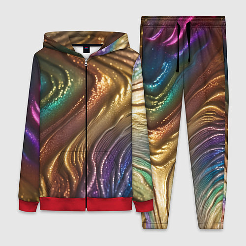 Женский костюм Сморщенные складочки жидкости / 3D-Красный – фото 1