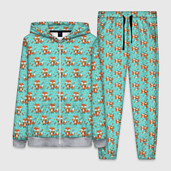 Женский 3D-костюм Лисица среди листьев и цветов паттерн, цвет: 3D-меланж