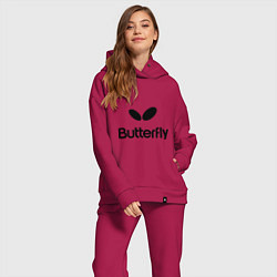 Женский костюм оверсайз Butterfly Logo, цвет: маджента — фото 2