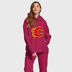 Женский костюм оверсайз Calgary Flames, цвет: маджента — фото 2