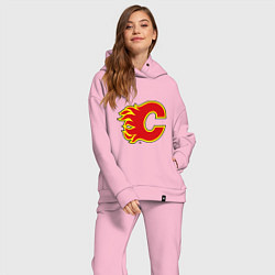 Женский костюм оверсайз Calgary Flames, цвет: светло-розовый — фото 2