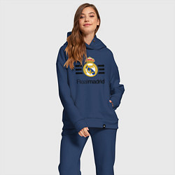 Женский костюм оверсайз Real Madrid Lines, цвет: тёмно-синий — фото 2