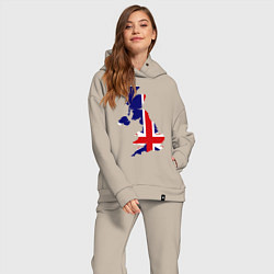 Женский костюм оверсайз Великобритания (Great Britain), цвет: миндальный — фото 2