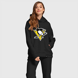 Женский костюм оверсайз Pittsburgh Penguins, цвет: черный — фото 2