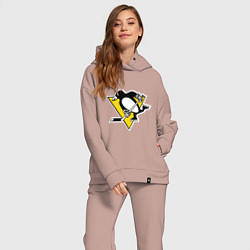 Женский костюм оверсайз Pittsburgh Penguins, цвет: пыльно-розовый — фото 2