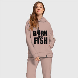 Женский костюм оверсайз Born to fish, цвет: пыльно-розовый — фото 2