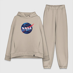 Женский костюм оверсайз NASA: Cosmic Logo, цвет: миндальный
