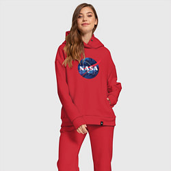 Женский костюм оверсайз NASA: Cosmic Logo, цвет: красный — фото 2