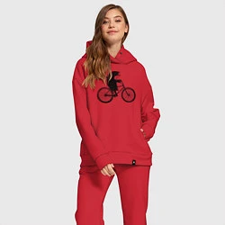 Женский костюм оверсайз Ежик на велосипеде, цвет: красный — фото 2