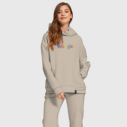 Женский костюм оверсайз Google, цвет: миндальный — фото 2