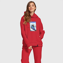 Женский костюм оверсайз Лыжный Спорт, цвет: красный — фото 2