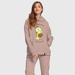 Женский костюм оверсайз No brain, No pain, цвет: пыльно-розовый — фото 2