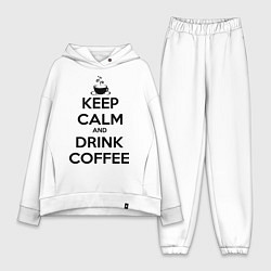 Женский костюм оверсайз Keep Calm & Drink Coffee, цвет: белый