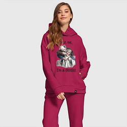 Женский костюм оверсайз Trust me, I'm a dentist, цвет: маджента — фото 2