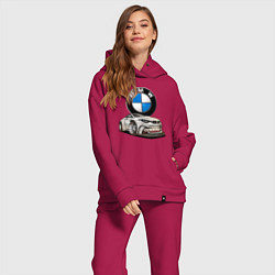 Женский костюм оверсайз BMW оскал, цвет: маджента — фото 2