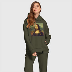 Женский костюм оверсайз Mona Lisa pixels, цвет: хаки — фото 2