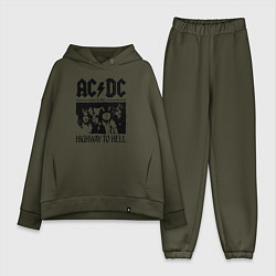 Женский костюм оверсайз ACDC highway to hell, цвет: хаки