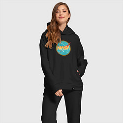 Женский костюм оверсайз NASA винтажный логотип, цвет: черный — фото 2