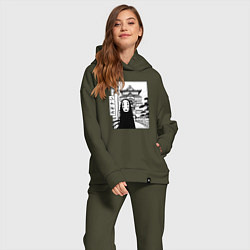 Женский костюм оверсайз No-Face Spirited Away Ghibli, цвет: хаки — фото 2