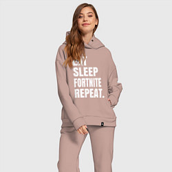 Женский костюм оверсайз EAT SLEEP FORTNITE REPEAT, цвет: пыльно-розовый — фото 2