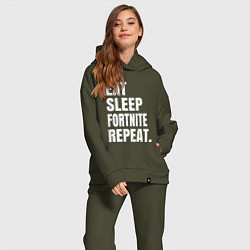 Женский костюм оверсайз EAT SLEEP FORTNITE REPEAT, цвет: хаки — фото 2