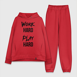 Женский костюм оверсайз Work hard Play hard, цвет: красный