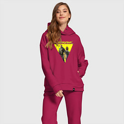 Женский костюм оверсайз Cyberpunk 2077, цвет: маджента — фото 2