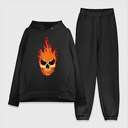 Женский костюм оверсайз Fire flame skull