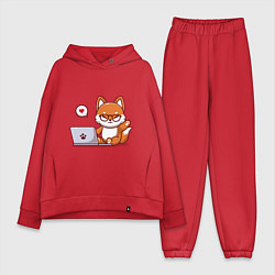 Женский костюм оверсайз Cute fox and laptop