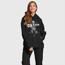 Женский костюм оверсайз Винтажный мотоцикл, цвет: черный — фото 2