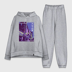 Женский костюм оверсайз Neon Asian Street Vaporwave, цвет: меланж