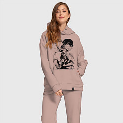 Женский костюм оверсайз Ророноа Зоро One Piece, цвет: пыльно-розовый — фото 2