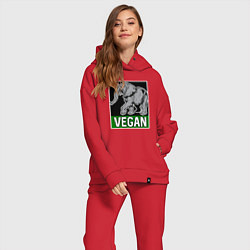 Женский костюм оверсайз Vegan elephant, цвет: красный — фото 2