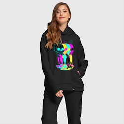 Женский костюм оверсайз 4 ЧЕРЕПА SKULLS NEON, цвет: черный — фото 2