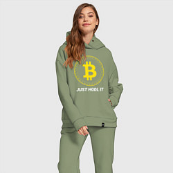 Женский костюм оверсайз Just Hodl It - Биткойн, цвет: авокадо — фото 2