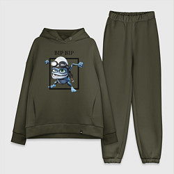 Женский костюм оверсайз Crazy frog, цвет: хаки