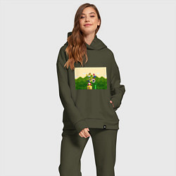 Женский костюм оверсайз Mario Coins, цвет: хаки — фото 2