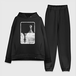 Женский костюм оверсайз Шахматы БелыеЧерные - пешка и король, цвет: черный