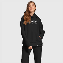 Женский костюм оверсайз Есть Спать Футбол, цвет: черный — фото 2