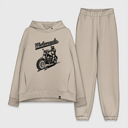 Женский костюм оверсайз Motorcycle Cool rider, цвет: миндальный