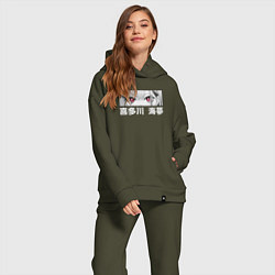 Женский костюм оверсайз Глаза Китагавы, цвет: хаки — фото 2