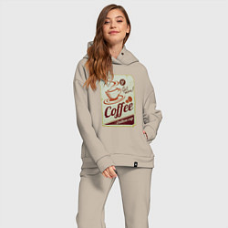 Женский костюм оверсайз Coffee Cup Retro, цвет: миндальный — фото 2