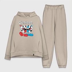 Женский костюм оверсайз Cuphead Чашечки, цвет: миндальный