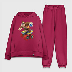 Женский костюм оверсайз Donkey Kong Super Mario Nintendo, цвет: маджента