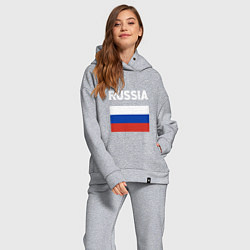 Женский костюм оверсайз Russian Flag, цвет: меланж — фото 2