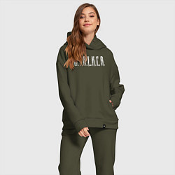 Женский костюм оверсайз S T A L K E R - Logo, цвет: хаки — фото 2